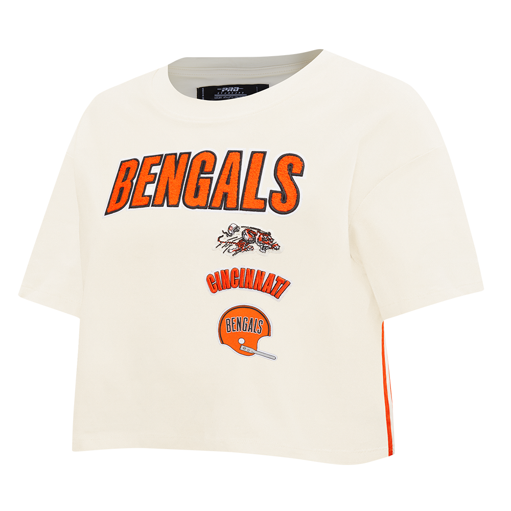 NFL CINCINNATI BENGALS RETRO CLASSIC T-SHIRT À COUPE CARRÉE POUR FEMME (COQUILLE D'ŒUF)