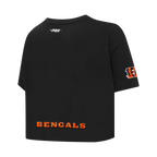 NFL CINCINNATI BENGALS JOE BURROW #9 CLASSIC PNN WOMEN'S SJ BOXY TEE (BLACK)