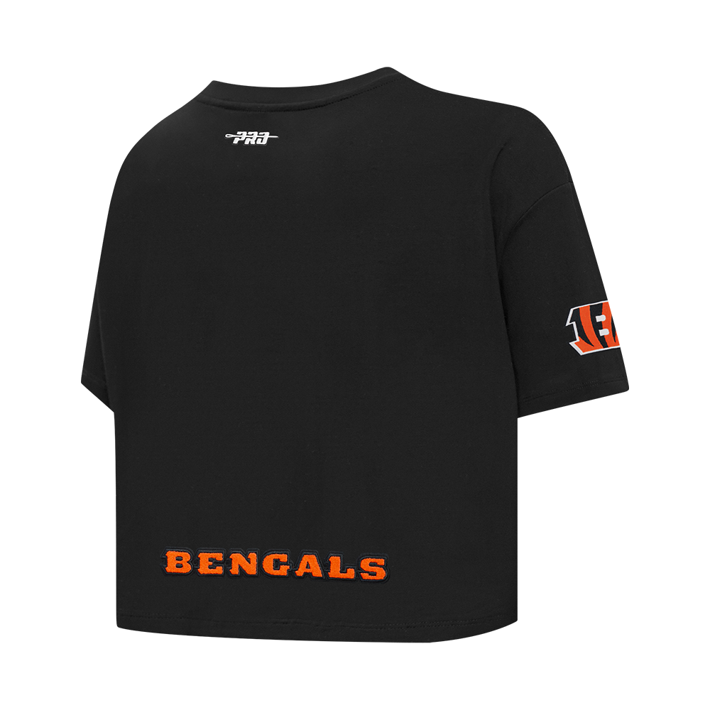 NFL CINCINNATI BENGALS JOE BURROW #9 CLASSIC PNN WOMEN'S SJ BOXY TEE (BLACK)