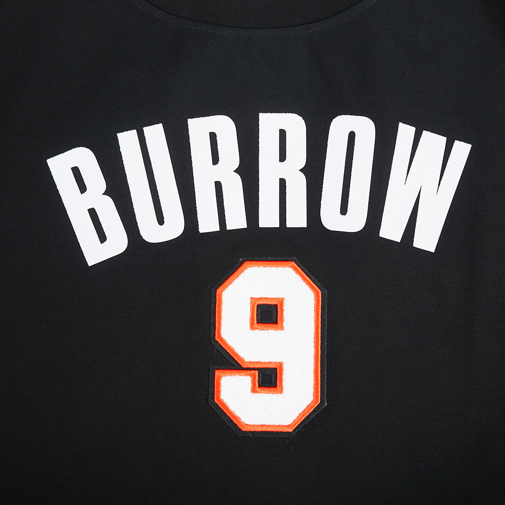 NFL CINCINNATI BENGALS JOE BURROW #9 CLASSIC PNN WOMEN'S SJ BOXY TEE (BLACK)