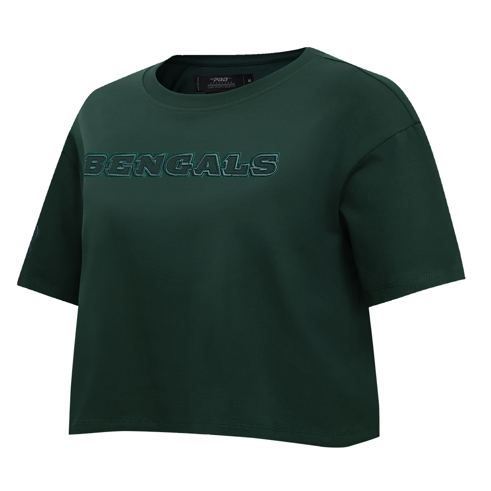 NFL CINCINNATI BENGALS NEUTRAL SINGLE JERSEY BOXY TEE (FOREST GREEN)