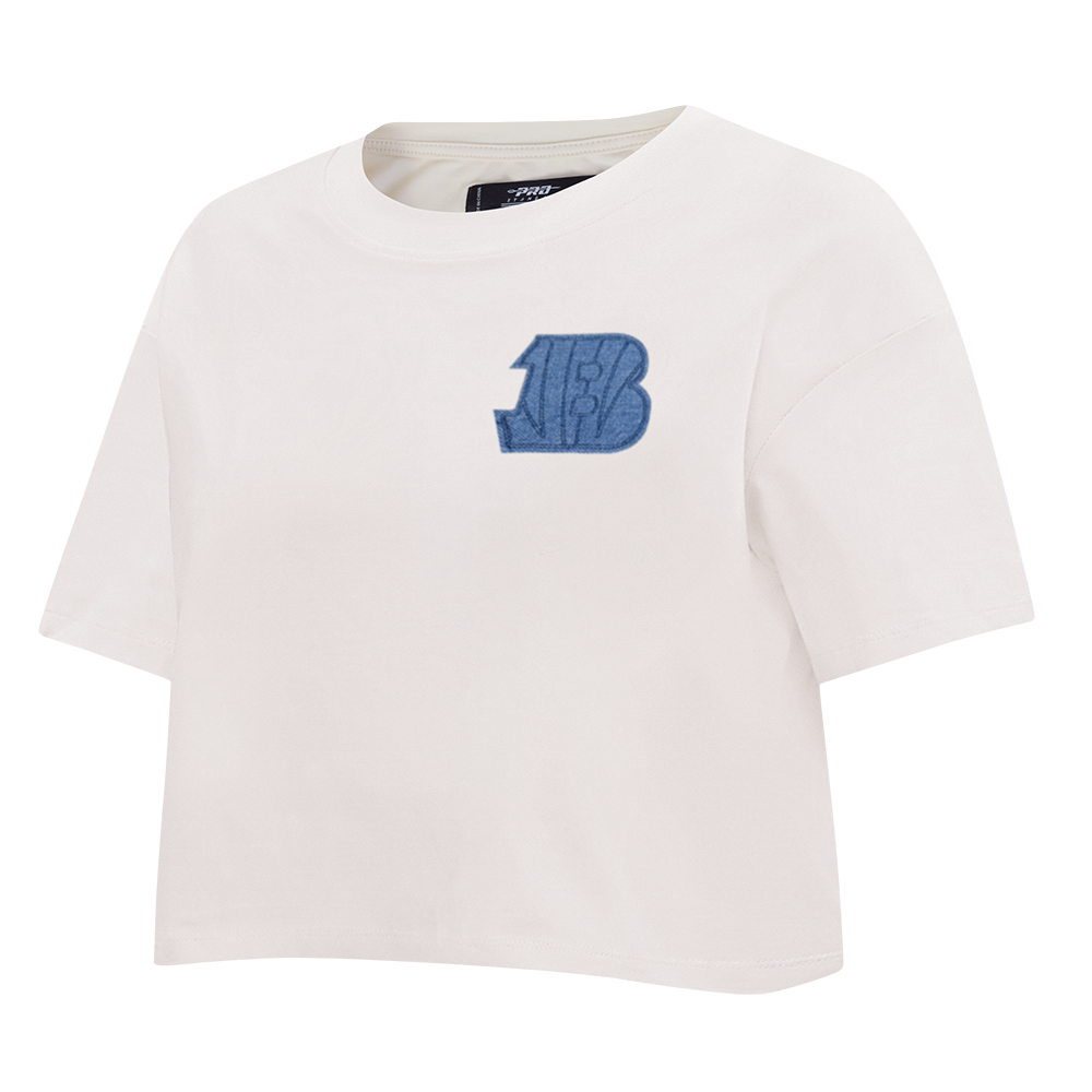 NFL CINCINNATI BENGALS VARSITY BLUES WOMEN'S  SJ BOXY TEE (LINEN)