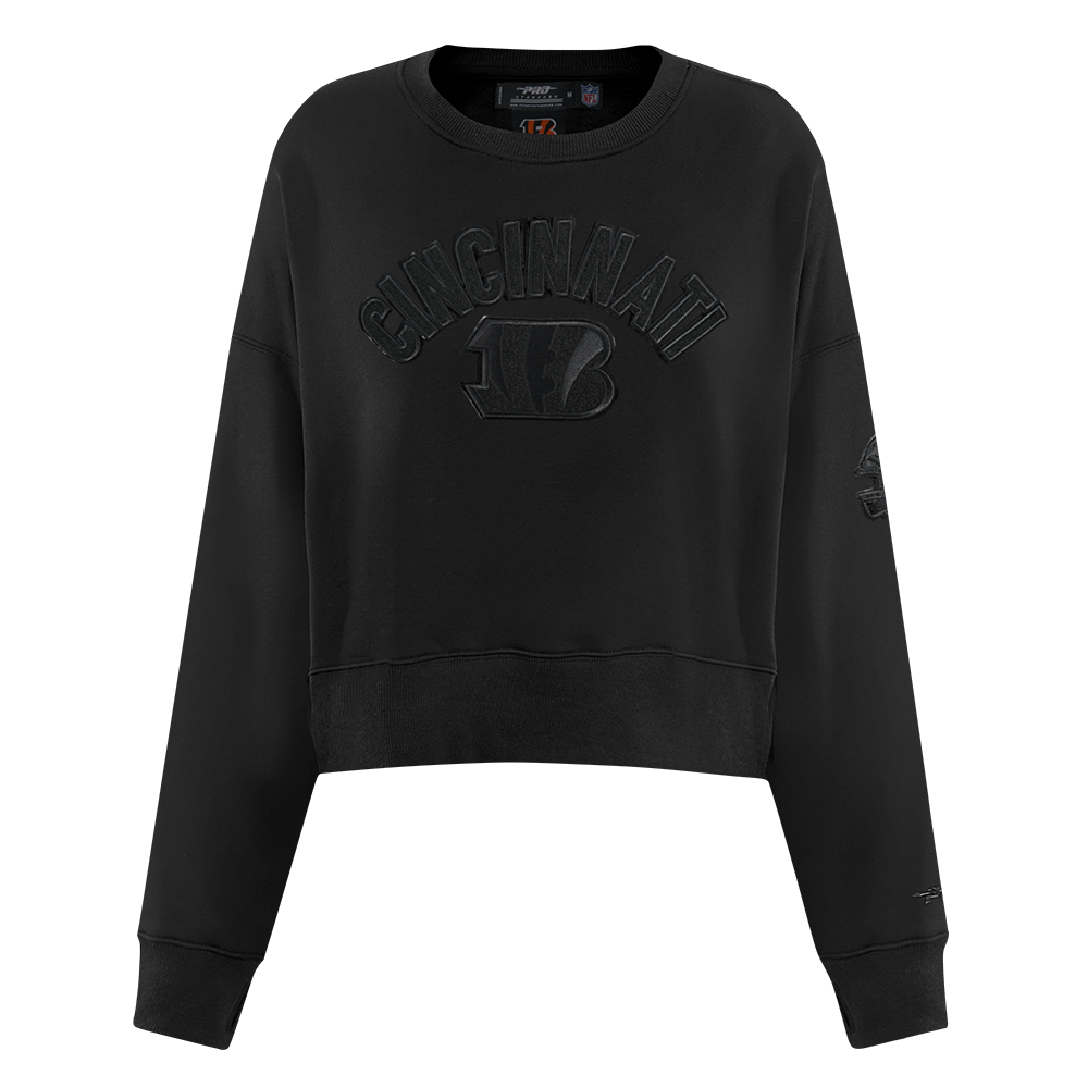 NFL CINCINNATI BENGALS TRIPLE BLACK WOMEN'S FLC CREWNECK (TRIPLE BLACK WOMEN'S)