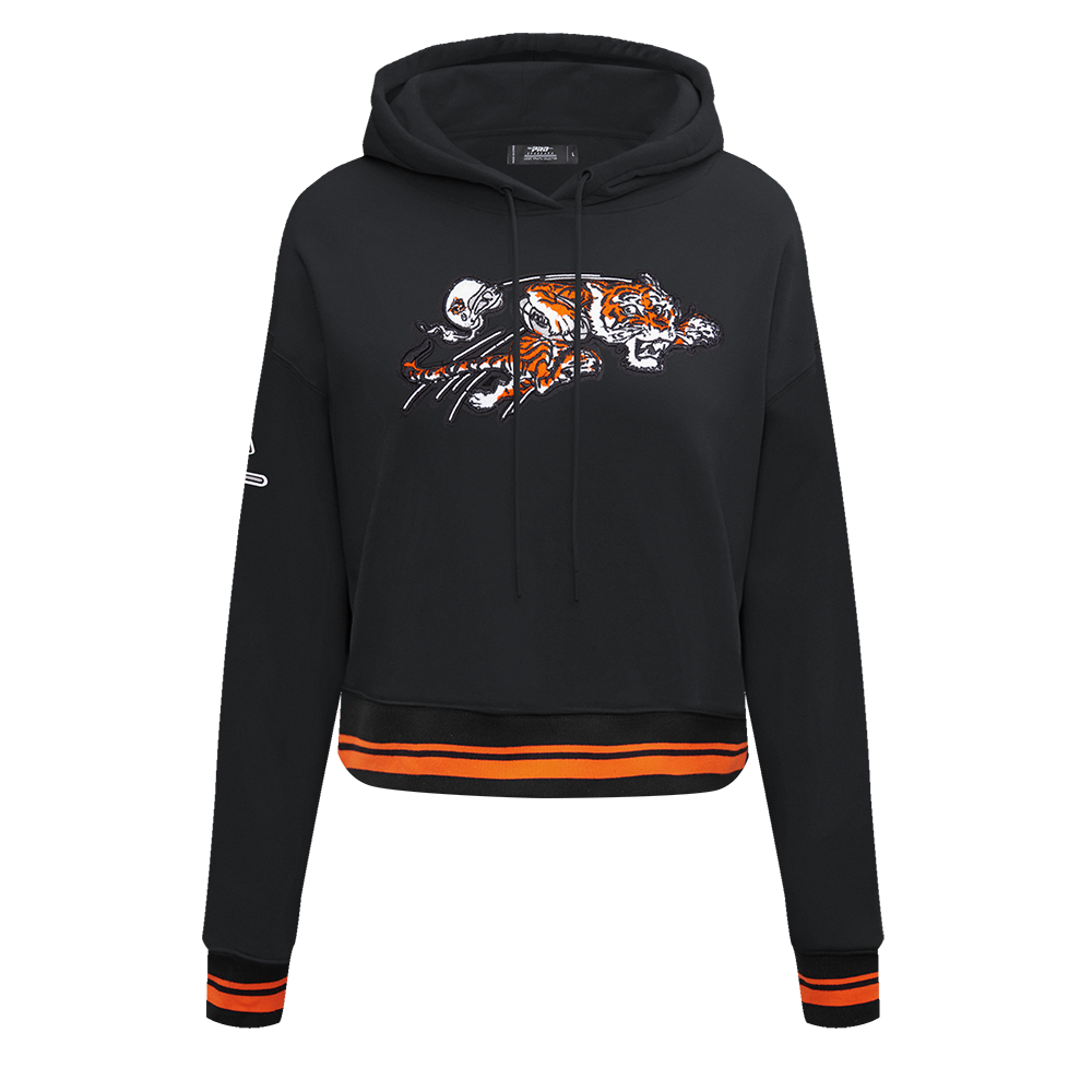 NFL CINCINNATI BENGALS RETRO CLASSIC CHANDAIL À CAPUCHON COURT CÔTELÉ POUR FEMME (NOIR/ORANGE)