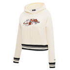 NFL CINCINNATI BENGALS RETRO CLASSIC WOMEN'S RIB CROPPED FLC PO HOODIE (EGGSHELL/ BLACK)