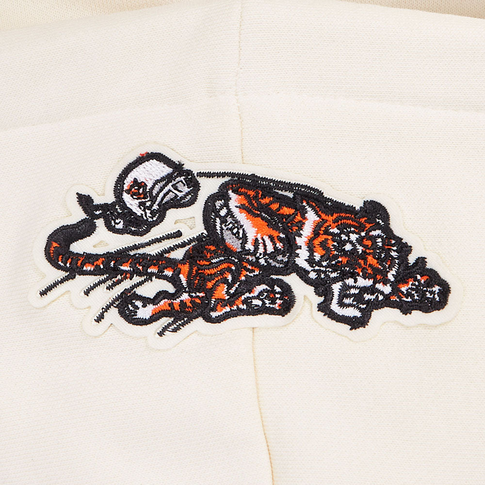 NFL CINCINNATI BENGALS RETRO CLASSIC WOMEN'S RIB CROPPED FLC PO HOODIE (EGGSHELL/ BLACK)