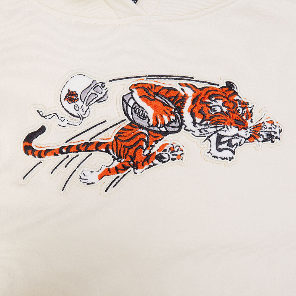 NFL CINCINNATI BENGALS RETRO CLASSIC WOMEN'S RIB CROPPED FLC PO HOODIE (EGGSHELL/ BLACK)