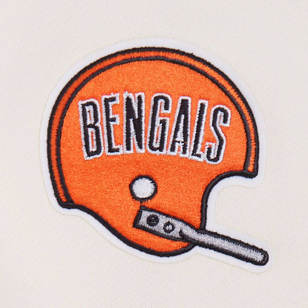 NFL CINCINNATI BENGALS RETRO CLASSIC WOMEN'S RIB CROPPED FLC PO HOODIE (EGGSHELL/ BLACK)
