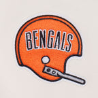 NFL CINCINNATI BENGALS RETRO CLASSIC WOMEN'S RIB CROPPED FLC PO HOODIE (EGGSHELL/ BLACK)