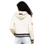 NFL CINCINNATI BENGALS RETRO CLASSIC WOMEN'S RIB CROPPED FLC PO HOODIE (EGGSHELL/ BLACK)
