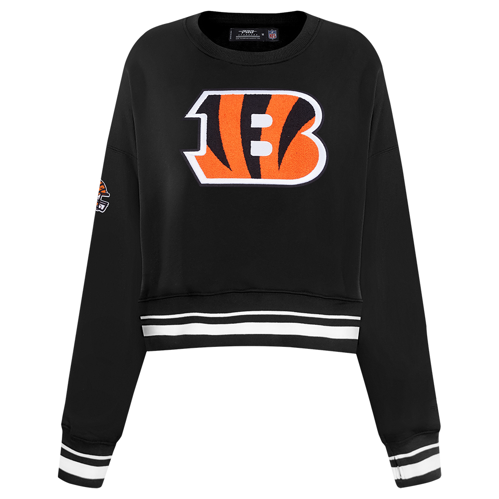 NFL CINCINNATI BENGALS MASHUP WOMEN'S RIB CREWNECK (BLACK)