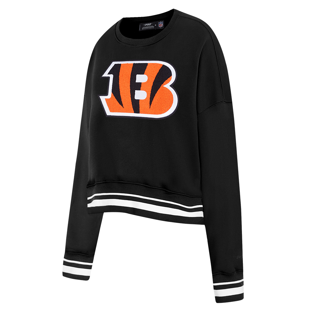 NFL CINCINNATI BENGALS MASHUP WOMEN'S RIB CREWNECK (BLACK)