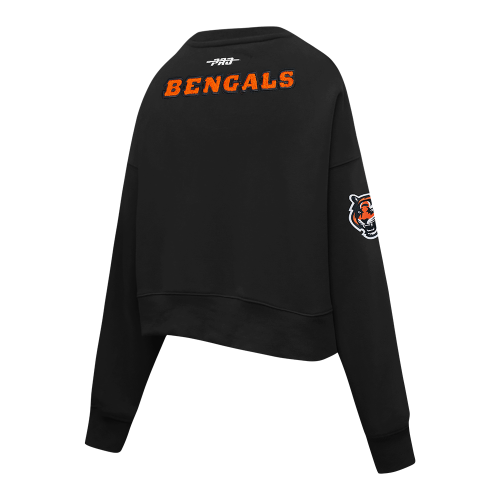 NFL CINCINNATI BENGALS JOE BURROW #9 CLASSIC PNN WOMEN'S FLC CREWNECK (BLACK)
