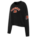 NFL CINCINNATI BENGALS CLASSIC CHANDAIL À COL ROND EN MOLLETON POUR FEMME (NOIR)