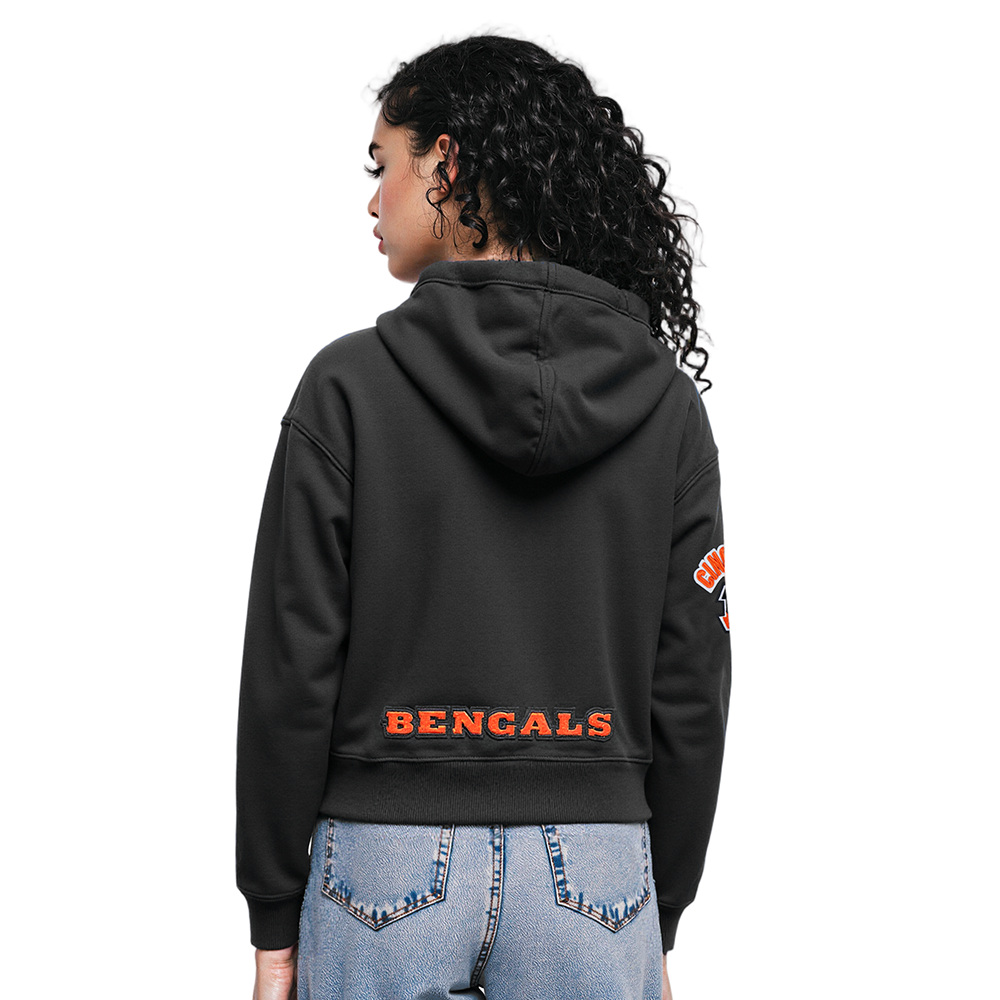 NFL CINCINNATI BENGALS CLASSIC CROPPED PO HOODIE (BLACK)