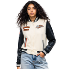 NFL CINCINNATI BENGALS RETRO CLASSIC WOMEN'S RIB WOOL VARSITY JACKET (EGGSHELL/ BLACK)