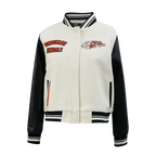 NFL CINCINNATI BENGALS RETRO CLASSIC WOMEN'S RIB WOOL VARSITY JACKET (EGGSHELL/ BLACK)