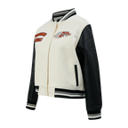 NFL CINCINNATI BENGALS RETRO CLASSIC WOMEN'S RIB WOOL VARSITY JACKET (EGGSHELL/ BLACK)