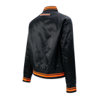 NFL CINCINNATI BENGALS SCRIPT TAIL WOMEN'S SATIN JACKET (BLACK/ORANGE)