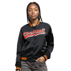 NFL CINCINNATI BENGALS SCRIPT TAIL WOMEN'S SATIN JACKET (BLACK/ORANGE)