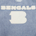 NFL CINCINNATI BENGALS VARSITY BLUES WOMEN'S DENIM VARSITY JACKET (DENIM/LINEN)