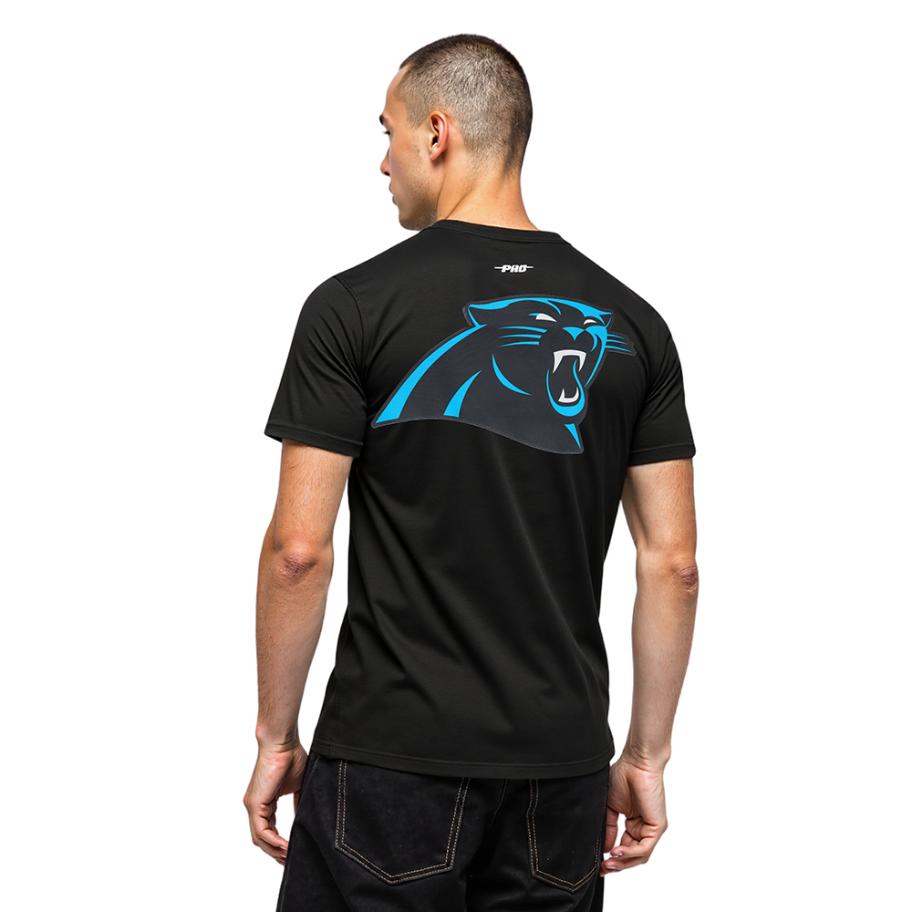 NFL CAROLINA PANTHERS CLASSIC MESH T-SHIRT EN JERSEY SIMPLE À RAYURES POUR HOMME (NOIR)