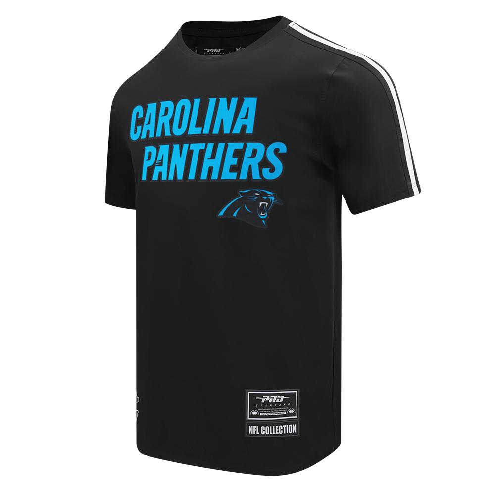 NFL CAROLINA PANTHERS CLASSIC MESH T-SHIRT EN JERSEY SIMPLE À RAYURES POUR HOMME (NOIR)