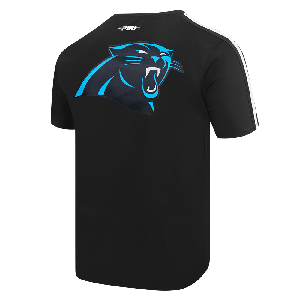 NFL CAROLINA PANTHERS CLASSIC MESH T-SHIRT EN JERSEY SIMPLE À RAYURES POUR HOMME (NOIR)