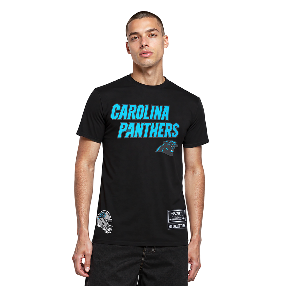 NFL CAROLINA PANTHERS CLASSIC MESH T-SHIRT EN JERSEY SIMPLE À RAYURES POUR HOMME (NOIR)