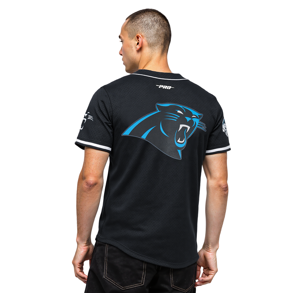 NFL CAROLINA PANTHERS CLASSIC MESH BUTTON DOWN SHIRT (BLACK)