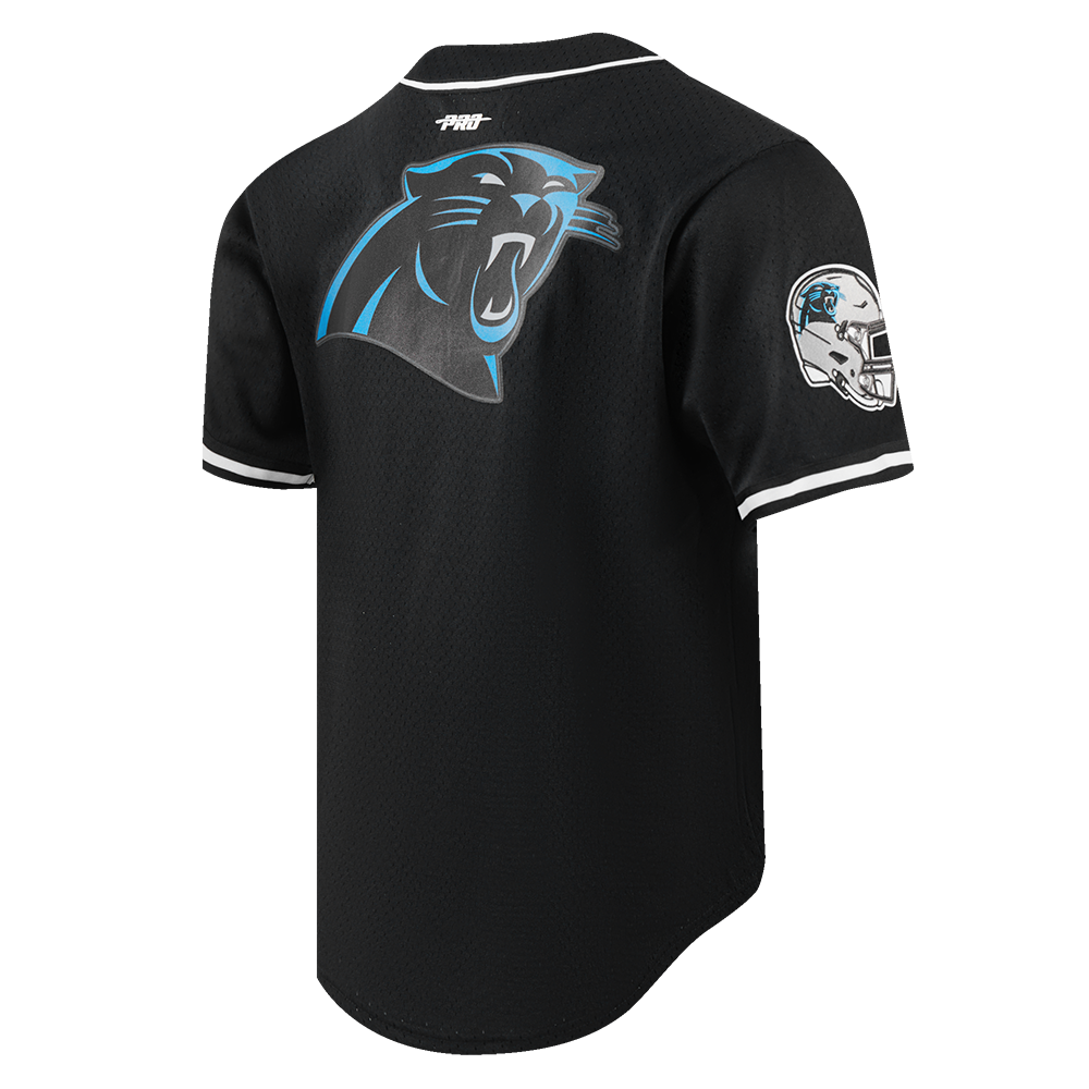NFL CAROLINA PANTHERS SCRIPT TAIL CHEMISE BOUTONNÉE EN FILET POUR HOMME (NOIR)