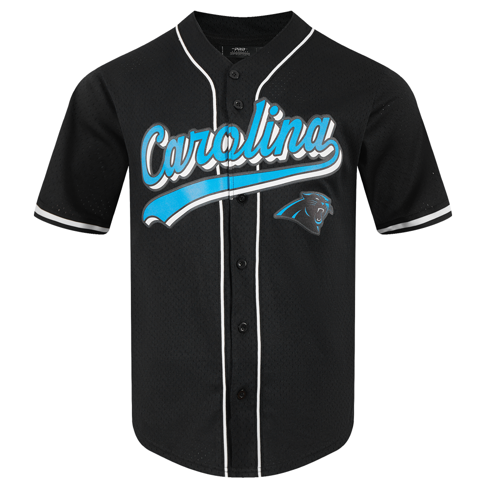 NFL CAROLINA PANTHERS SCRIPT TAIL CHEMISE BOUTONNÉE EN FILET POUR HOMME (NOIR)