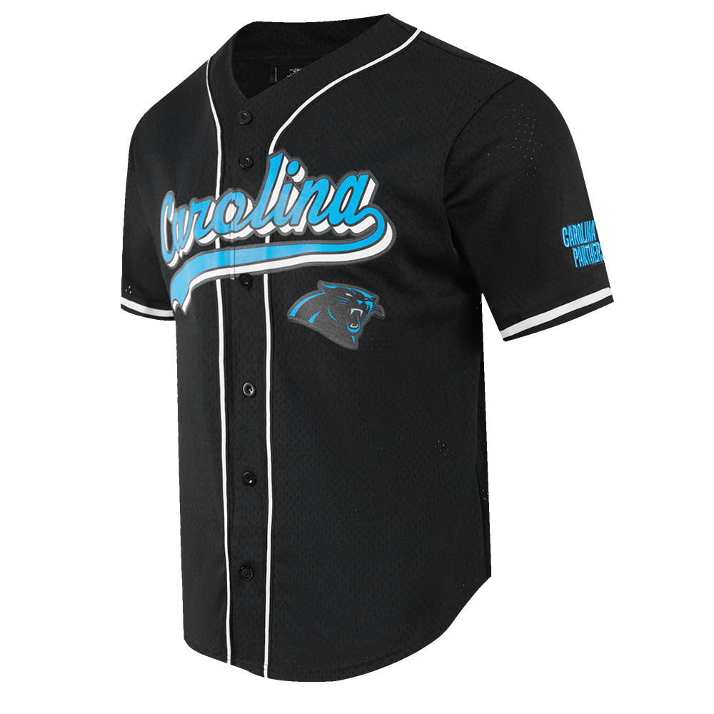 NFL CAROLINA PANTHERS SCRIPT TAIL CHEMISE BOUTONNÉE EN FILET POUR HOMME (NOIR)