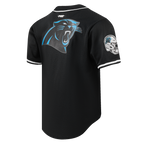 NFL CAROLINA PANTHERS SCRIPT TAIL CHEMISE BOUTONNÉE EN FILET POUR HOMME (NOIR)