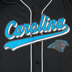 NFL CAROLINA PANTHERS SCRIPT TAIL CHEMISE BOUTONNÉE EN FILET POUR HOMME (NOIR)