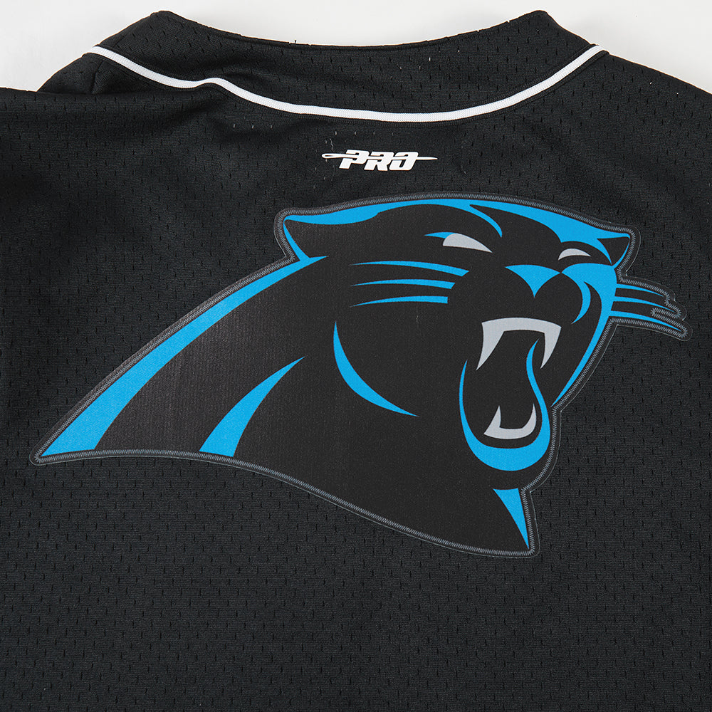 NFL CAROLINA PANTHERS SCRIPT TAIL CHEMISE BOUTONNÉE EN FILET POUR HOMME (NOIR)