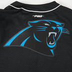 NFL CAROLINA PANTHERS SCRIPT TAIL CHEMISE BOUTONNÉE EN FILET POUR HOMME (NOIR)