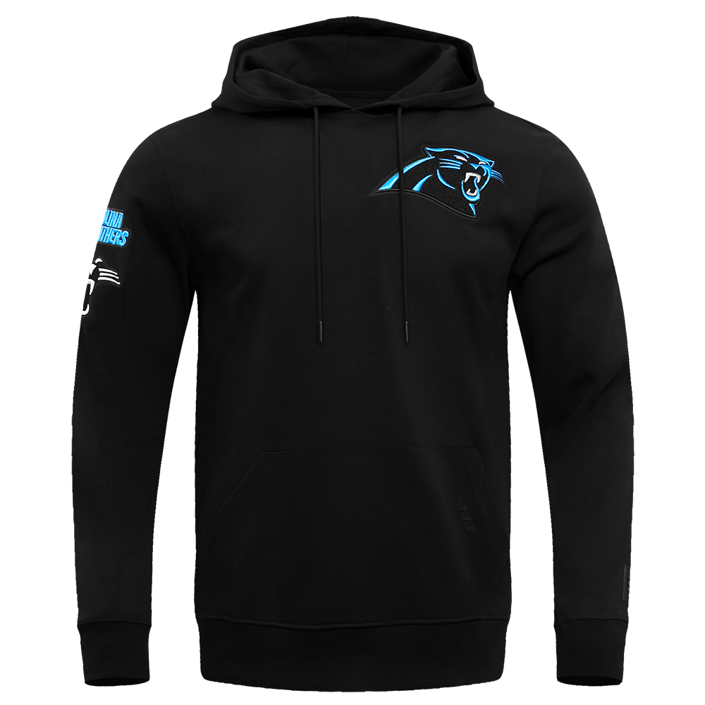 NFL CAROLINA PANTHERS CLASSIC CHENILLE CHANDAIL À CAPUCHON (NOIR)