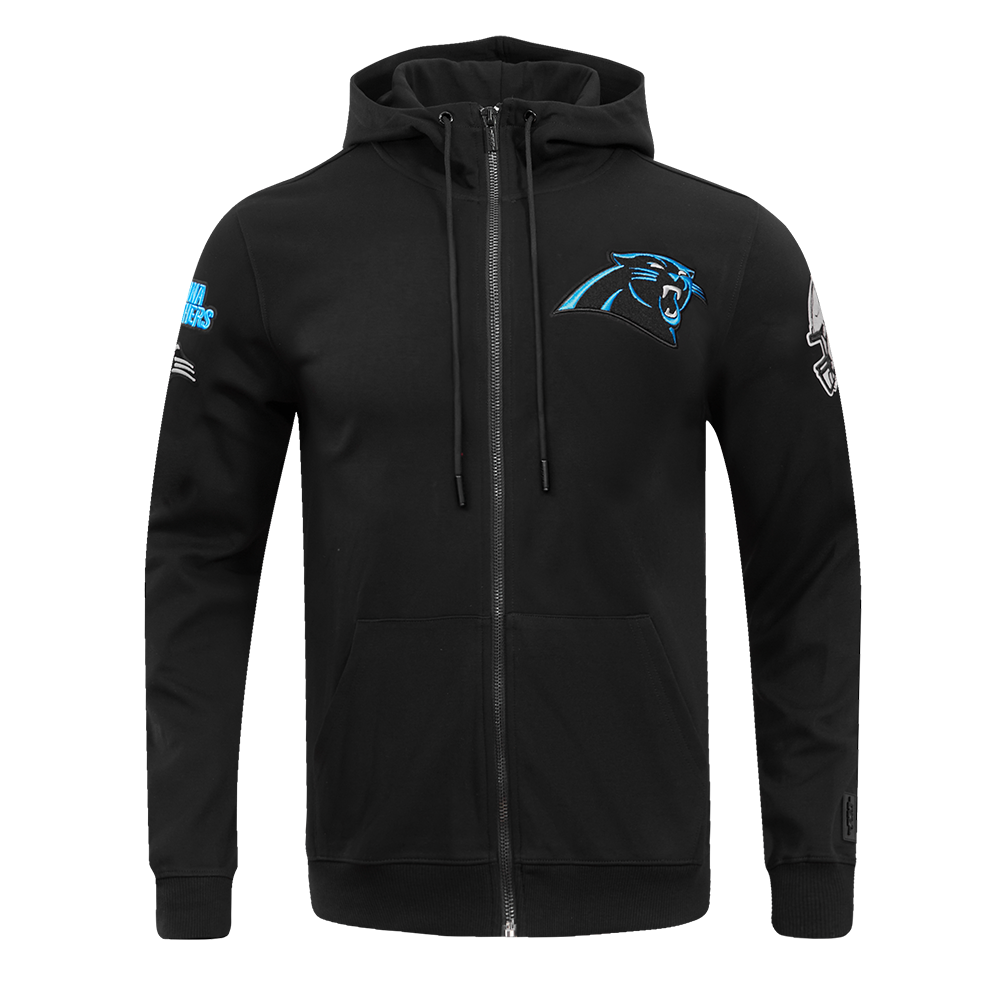 NFL CAROLINA PANTHERS CLASSIC CHENILLE MEN'S DK FZ HOODIE (BLACK)