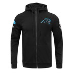 NFL CAROLINA PANTHERS CLASSIC CHENILLE MEN'S DK FZ HOODIE (BLACK)