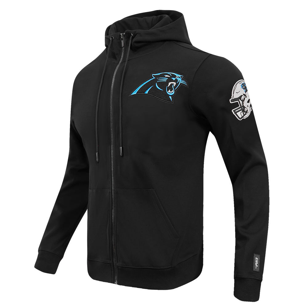 NFL CAROLINA PANTHERS CLASSIC CHENILLE MEN'S DK FZ HOODIE (BLACK)