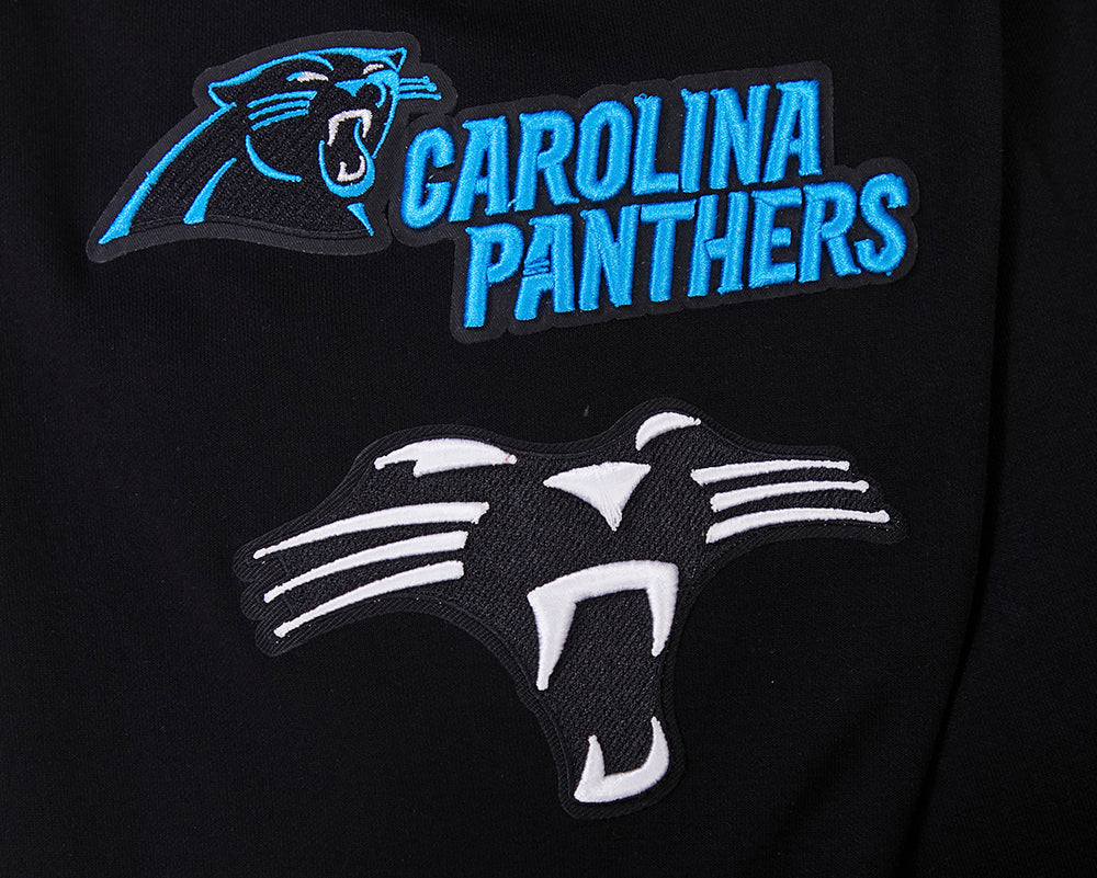 NFL CAROLINA PANTHERS CLASSIC CHENILLE MEN'S DK FZ HOODIE (BLACK)