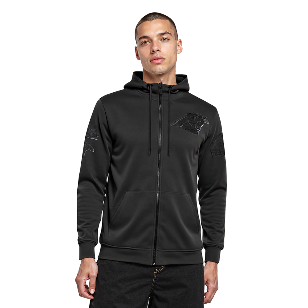 NFL CAROLINA PANTHERS TRIPLE BLACK MEN'S DK FZ HOODIE (TRIPLE BLACK)