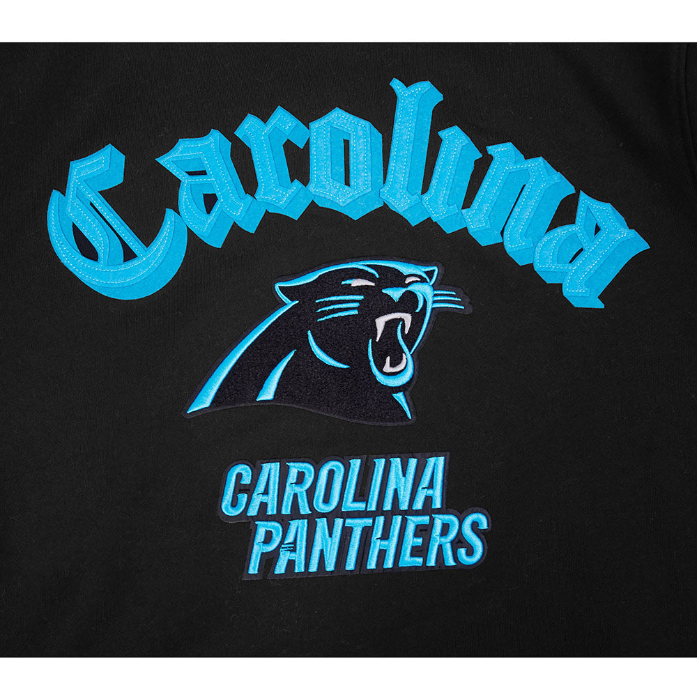 NFL CAROLINA PANTHERS OLD ENGLISH MEN'S FLC PO HOODIE (BLACK)