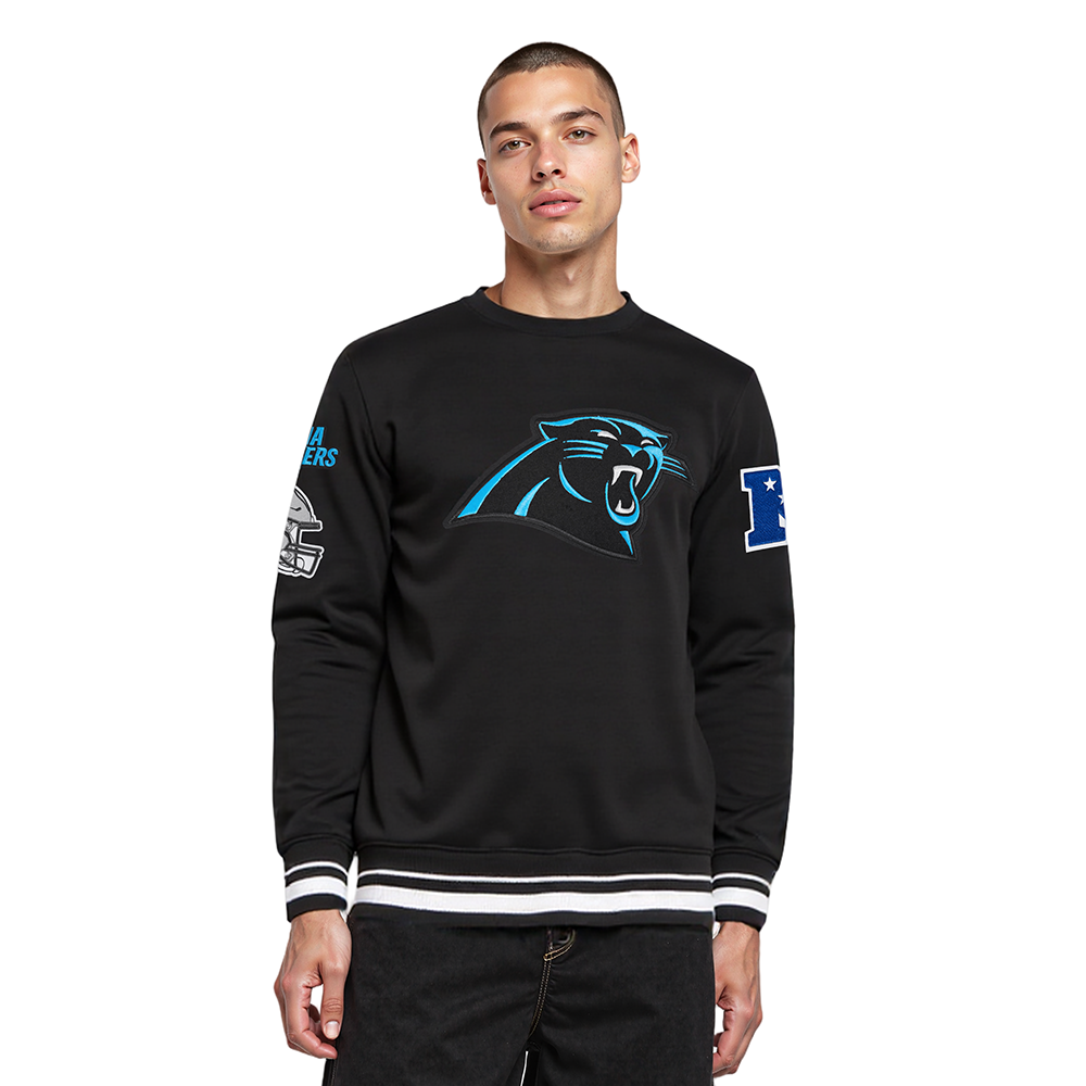 NFL CAROLINA PANTHERS MASHUP MEN'S RIB CREWNECK (BLACK)