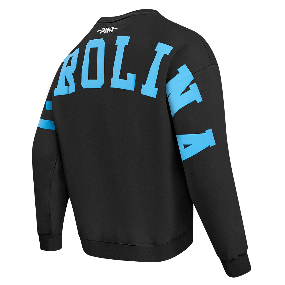 NFL CAROLINA PANTHERS WINGSPAN MEN'S DROP SHOULDER FLC CREWNECK (BLACK)