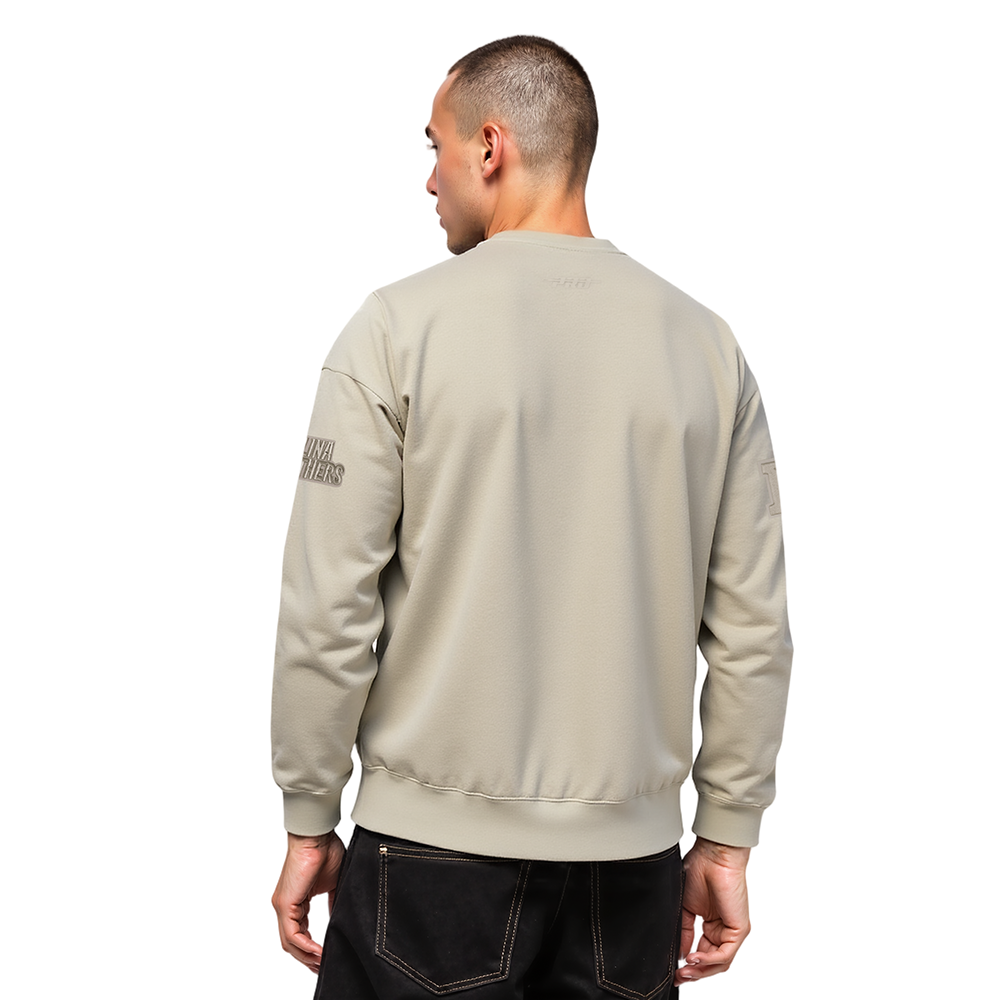 NFL CAROLINA PANTHERS NEUTRAL CHANDAIL À COL ROND EN MOLLETON À ÉPAULES TOMBANTES POUR HOMME (TAUPE)