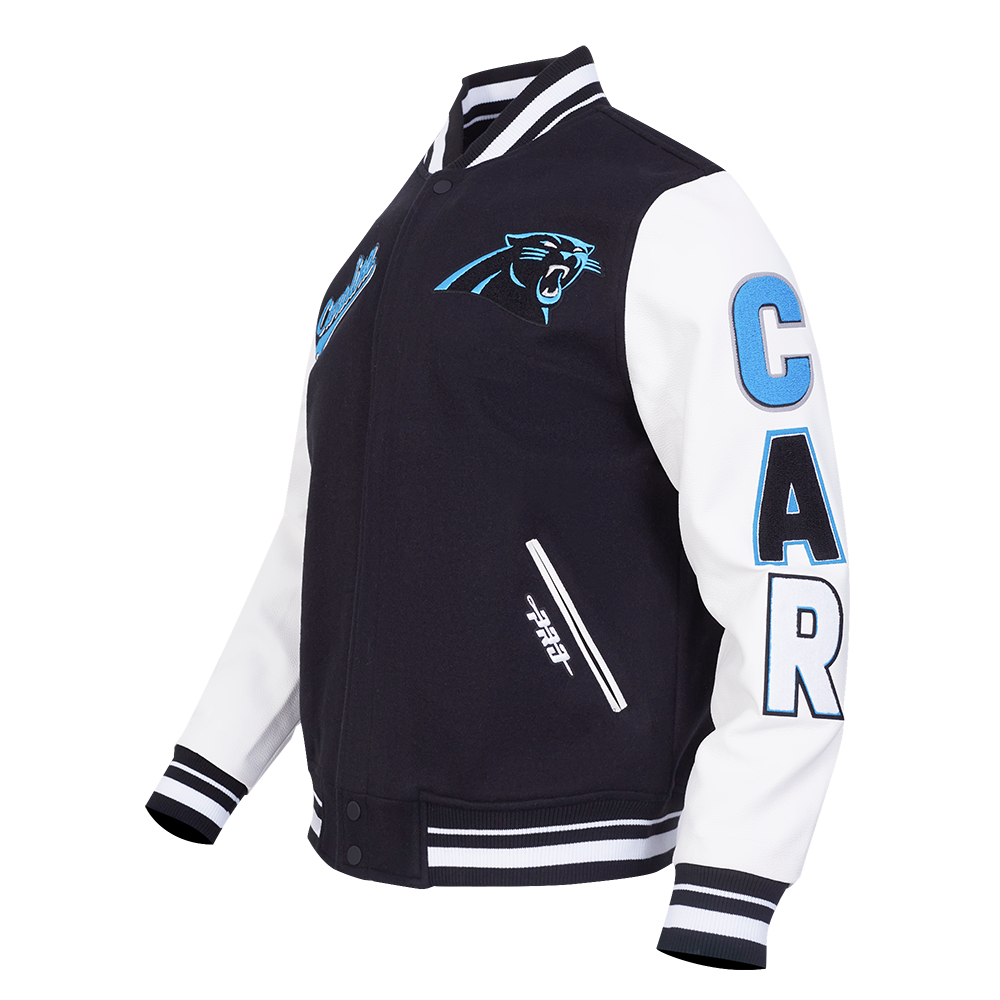 NFL CAROLINA PANTHERS SCRIPT TAIL MEN'S RIB WOOL VARSITY (BLACK/WHITE)