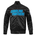NFL CAROLINA PANTHERS BIG LOGO MEN'S SATIN JACKET (BLACK)