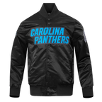 NFL CAROLINA PANTHERS BIG LOGO MEN'S SATIN JACKET (BLACK)